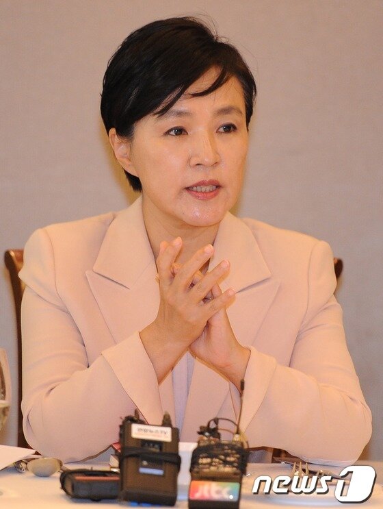 본문 이미지 - 강금실 전 법무부장관이 2012년 10월8일 오전 서울 중구 프레스센터에서 열린 '생명의 정치 변화의 시대에 여성을 다시 묻는다' 출판 간담회에서 인사말을 하고 있다. 뉴스1