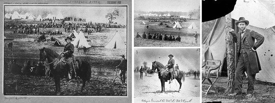 본문 이미지 - 남북전쟁의 영웅 율리시스 그랜트 장군의 사진(左)은 사실 장군의 얼굴에 알렉산더 맥쿡 장군의 말과 남부군 포로 캠프 등 각기 다른 세장의 사진을 합성한 결과물. (데일리메일) © News1 