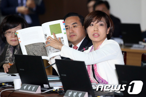 (서울=뉴스1) 한재호 기자 = 민주당 배재정 의원이 17일 서울 종로구 세종로 국립고궁박물관에서 열린 국회 교육문화체육관광위원회의 문화재청, 한국관광공사, 그랜드코리아레저, 사행 …