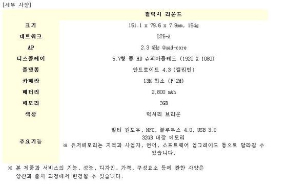 본문 이미지 - 삼성전자 갤럭시 라운드 사양.&#40;삼성전자 제공&#41;© News1  