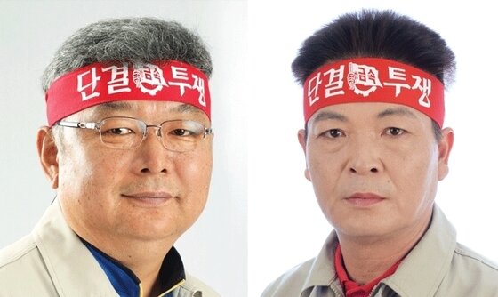 본문 이미지 - 8일 현대자동차 노조위원장 선거 결선투표를 벌일 이경훈(왼쪽), 하부영 후보. © News1   