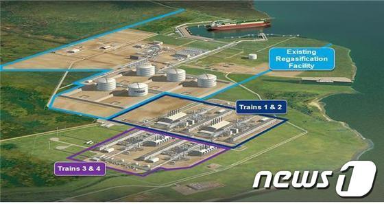본문 이미지 - 미국 사빈패스 LNG 프로젝트 현장 조감도© News1 이동희 기자