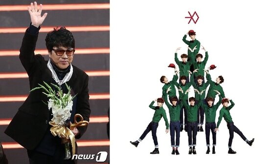 본문 이미지 - 가수 조용필&#40;왼쪽&#41;과 그룹 엑소&#40;엑소=SM엔터테인먼트 제공&#41;. © News1 