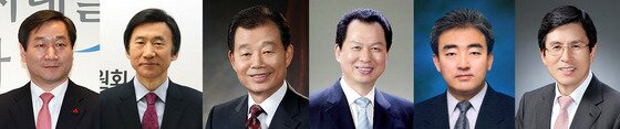 본문 이미지 - (왼쪽부터) 유정복 안전행정부 장관 내정자, 윤병세 외교부 장관 내정자, 김병관 국방부 장관 내정자, 서남수 교육부 장관 내정자, 유진룡 문화체육관광부 장관 내정자, 황교안 법무부 장관 내정자 2013.2.13/뉴스1 © News1 김보영