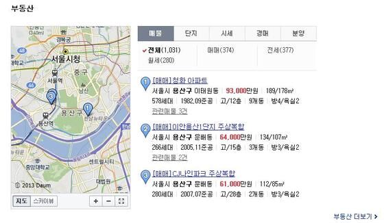 다음, 부동산 검색 서비스 개편 - 뉴스1 다음, 부동산 검색 서비스 개편 - 뉴스1
