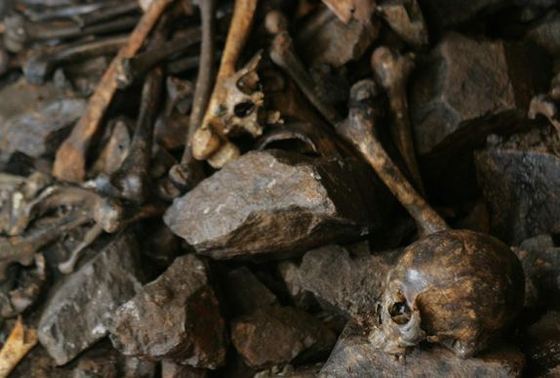 본문 이미지 - 광산에 널브러져 있는 유골. 뉴스1 자료