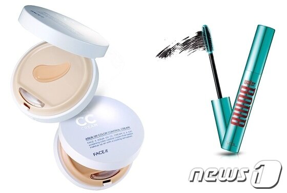 본문 이미지 - 더페이스샵 페이스 잇 아쿠아 UV CC크림(왼쪽), 'VDL 워터 밤 마스카라'(오른쪽) © News1  