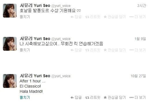 본문 이미지 - 성우 겸 방송인 서유리 트위터. © News1  