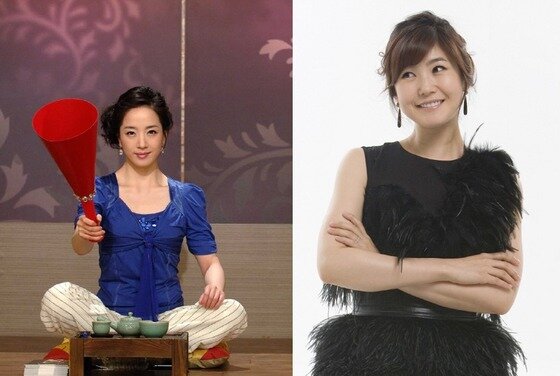 본문 이미지 - 노현정 전 아나운서의 KBS2 '상상플러스' 활동 당시(왼쪽)와 강수정 전 아나운서의 케이블채널 스토리온 '뷰티온' 활동 당시.(KBS, 스토리온 제공). © News1  