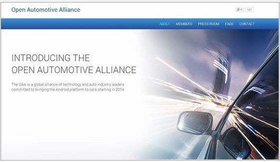 본문 이미지 - 구글은 지난 6일 본격적인 스마트카 시장 진출을 위해 글로벌 자동차 업체들과 함께 안드로이드 운영체제&#40;OS&#41; 연합군인 &#39;열린자동차연합&#39;&#40;OAA&#41; 결성에 합의했다.&#40;사진출처=OAA 홈페이지 캡처&#41;  © News1  