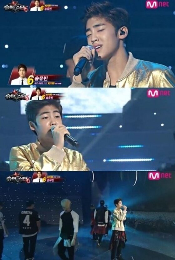 본문 이미지 - 송유빈이 서태지의 '모아이' 를 재해석한 무대를 꾸몄다. ⓒ Mnet '슈퍼스타K6' 방송 캡처