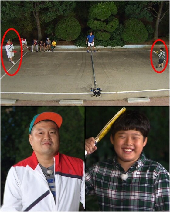 본문 이미지 - '예체능' 강호동이 초등학생과 테니스 맞대결을 펼쳤다. ⓒ KBS2 예체능