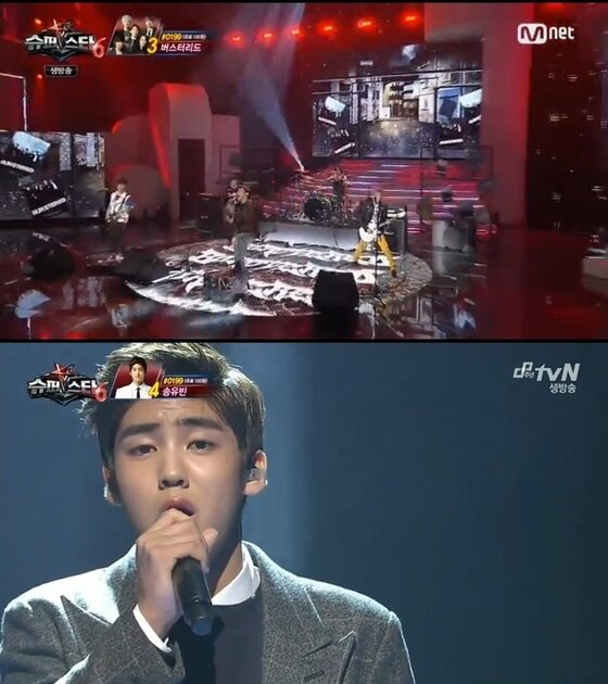 본문 이미지 - 슈퍼스타K6 TOP4 결정전에서 버스터리드가 탈락하고 송유빈이 생존했다. ⓒ Mnet '슈퍼스타K6' 캡처 