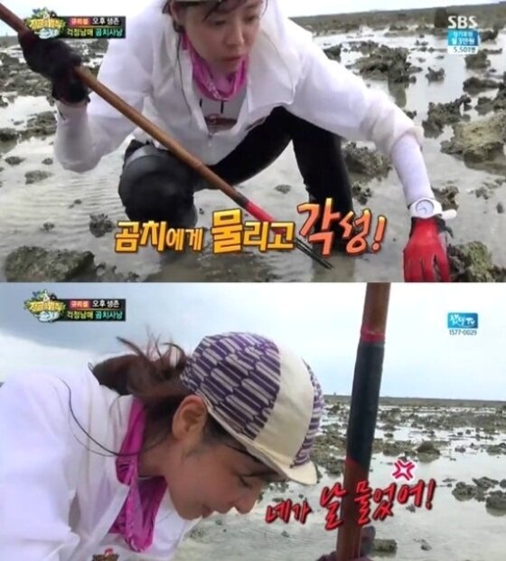 본문 이미지 - 정글의 법칙 김규리가 야생 곰치와 혈투를 벌였다. ⓒ SBS '정글의 법칙-in 솔로몬제도' 화면 캡처