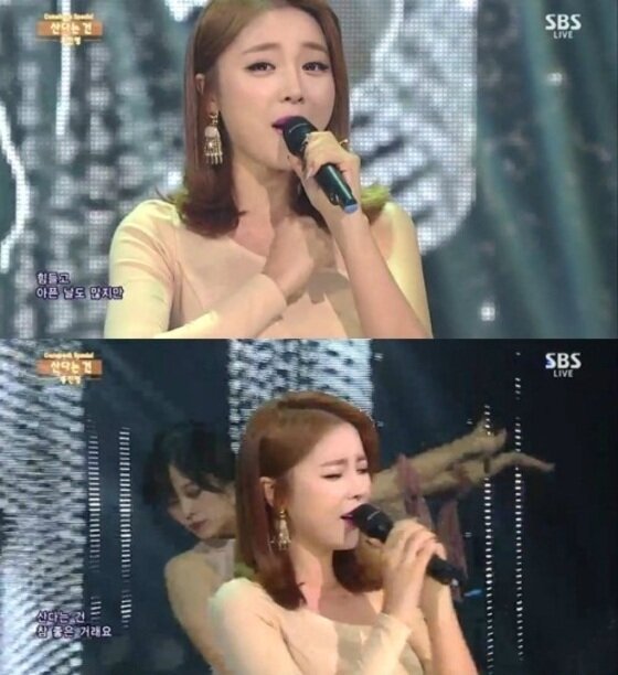 본문 이미지 - 인기가요 홍진영이 '산다는 건' 컴백 무대를 꾸몄다. ⓒ SBS '인기가요' 캡처