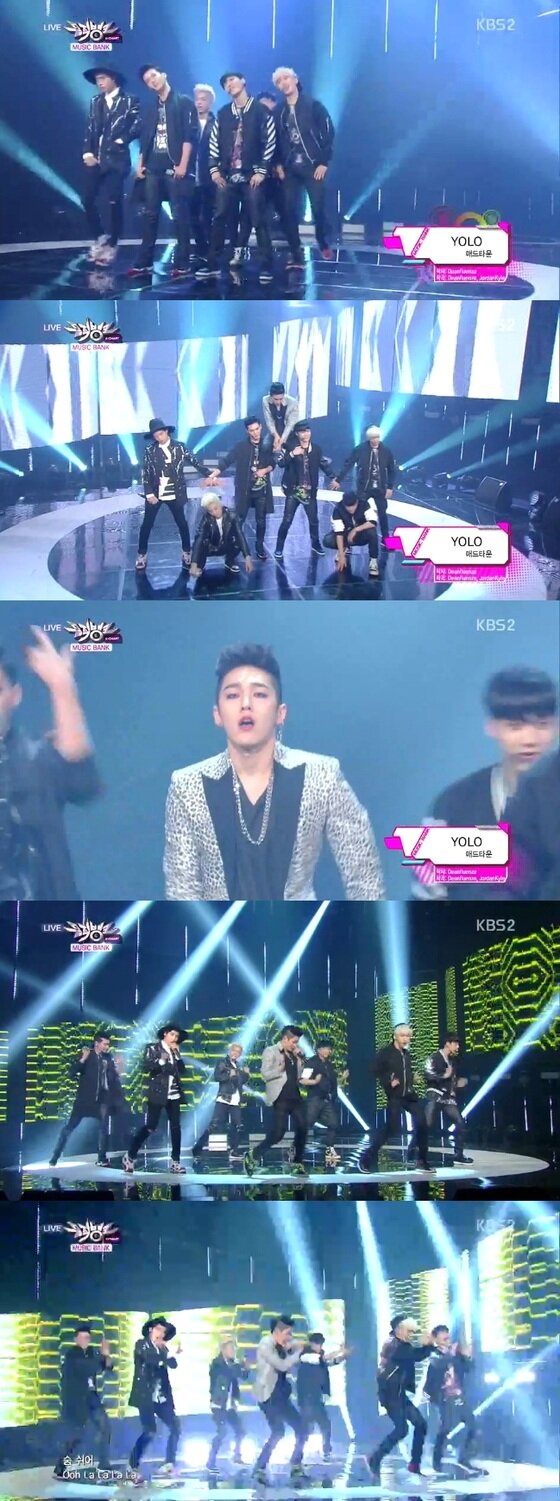 본문 이미지 - 매드타운이 '뮤직뱅크'에서 '욜로' 무대를 꾸몄다. ⓒKBS2 '뮤직뱅크' 방송 캡처