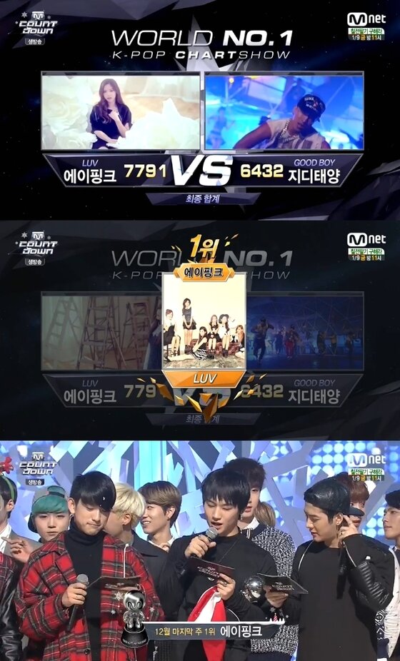 본문 이미지 - 에이핑크가 '엠카운트다운'에서 1위를 차지했다. ⓒ Mnet '엠카운트다운' 캡처