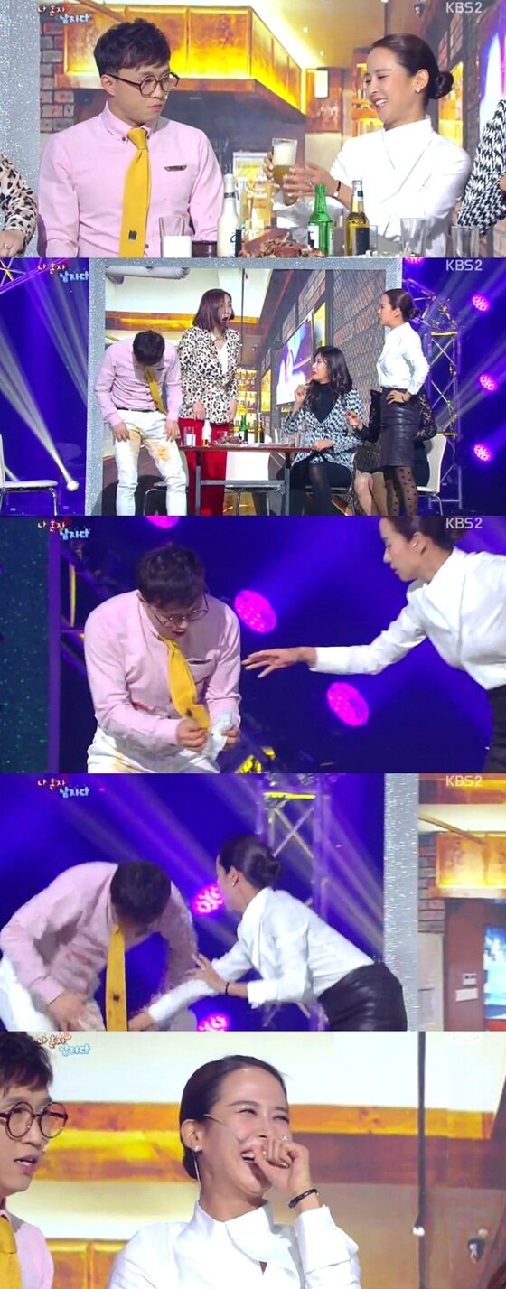 본문 이미지 - 28일 밤 9시 15분 방송된 '개그콘서트-나 혼자 남자다'에서는 배우 조여정이 특별출연했다. ⓒ 뉴스1 스포츠 / KBS2 '개그콘서트' 캡처