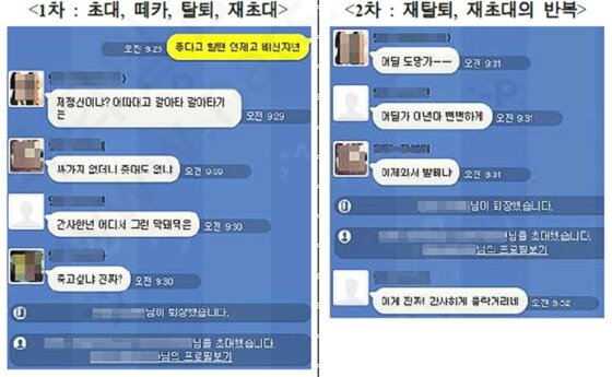 본문 이미지 - 청소년 사이버 폭력 중 카톡 감옥 사례. &#40;새누리당 윤재옥 의원실&#41; ⓒ News1