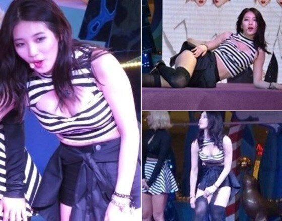 본문 이미지 - 미쓰에이 수지가 중국 공연 중 파격적인 노출 의상을 선보여 화제다. ⓒ 온라인 커뮤니티