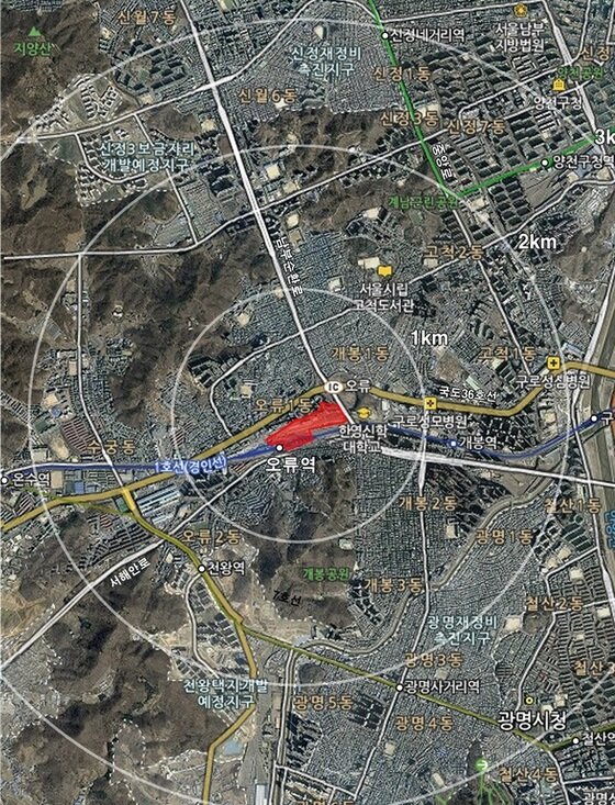 본문 이미지 - 오류동 지구 위치도. / 자료= 국토부 © News1 
