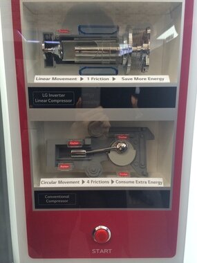 본문 이미지 - 리니어 컴프레셔(위)와 로터리 컴프레셔 작동 원리 비교.ⓒ News1 2014.02.17/뉴스1 ⓒ News1