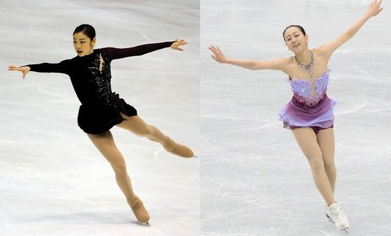 본문 이미지 - 피겨스케이팅 선수 김연아(왼쪽)와 아사다 마오(일본). ⓒ AFP=News1