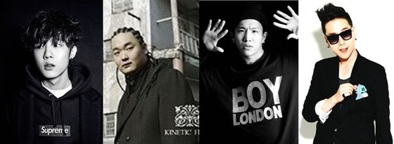 본문 이미지 - 왼쪽부터 래퍼 기리보이, U.L.T, 뉴챔프, 본킴(CJ E&M 제공). © News1  