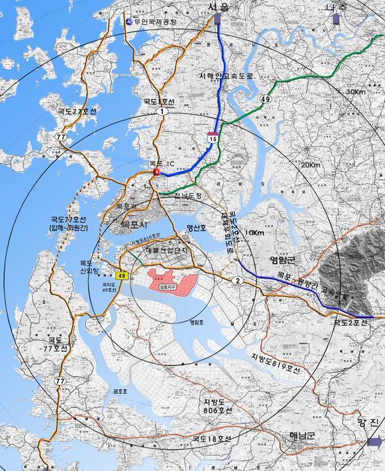 본문 이미지 - 영암·해남 관광레저형 기업도시 '삼호지구' 위치도. (문체부 제공) © News1 