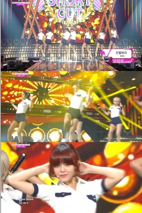 본문 이미지 - AOA가 '단발머리' 무대를 꾸몄다. © KBS2 '뮤직뱅크' 방송 캡처  