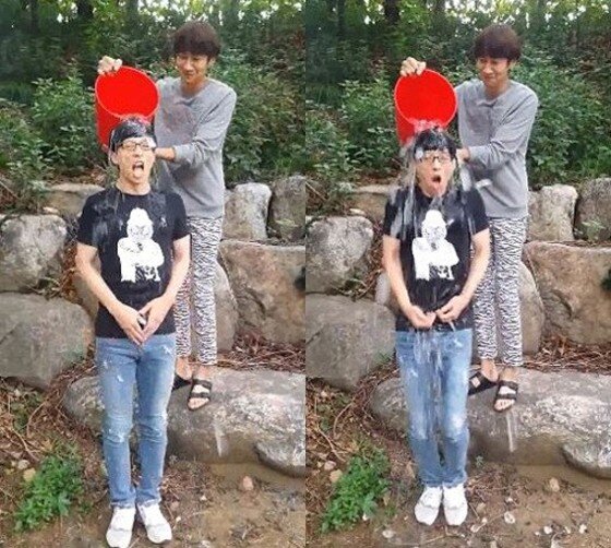 본문 이미지 - 유재석의 아이스버킷챌린지 캠페인 동참 인증 영상이 20일 공개됐다. ⓒ 에이핑크 공식 페이스북