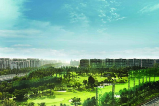 본문 이미지 - 수원아이파크시티4차에서 바라보는 골프장 예상 조망도 /사진제공=현대산업개발 ⓒ News1