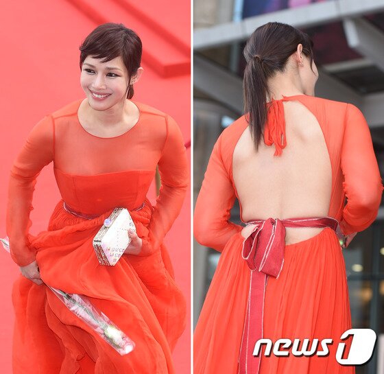 본문 이미지 - 배우 선우선이 지난 4일 오후 5시 서울 국립극장에서 진행된 '서울 드라마 어워즈 2014' 레드카펫 행사에서 반전 드레스를 선보였다.  ⓒ News1 스포츠 DB