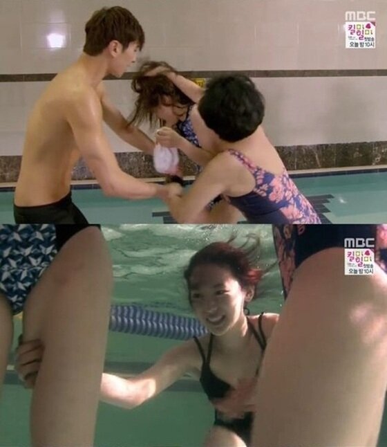 본문 이미지 - 지난 7일 방송된 MBC 일일드라마 '압구정백야'에서 황당한 수영장 난투극이 그려져 시청자들의 실소를 자아냈다. ⓒ 뉴스1 스포츠 / MBC '압구정 백야' 캡처