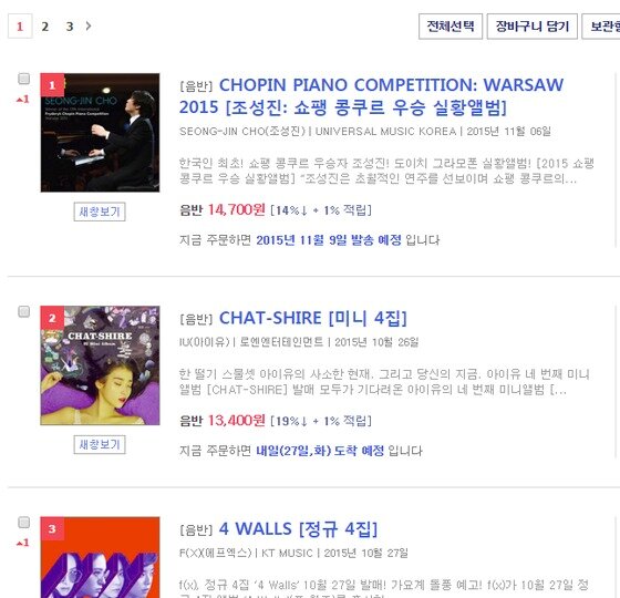 본문 이미지 - 교보문고 핫트랙 판매순위에서 '조성진 2015 쇼팽 콩쿠르 우승 실황'앨범이 26일 종합판매 1위를 차지했다  ⓒ News1