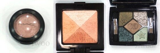 본문 이미지 - 맥 크림 섀도우 쉘, 로라메르시에 모자이크 쉬머 블럭, 디올 미스틱 매탈릭스 5꿀뢰르 384 (왼쪽부터) ⓒ News1star / Jiwoo 제공