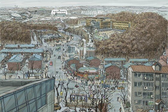 본문 이미지 - 최호철 작 '안산 단원고 앞 겨울풍경' (사진제공 경기도미술관) ⓒ News1