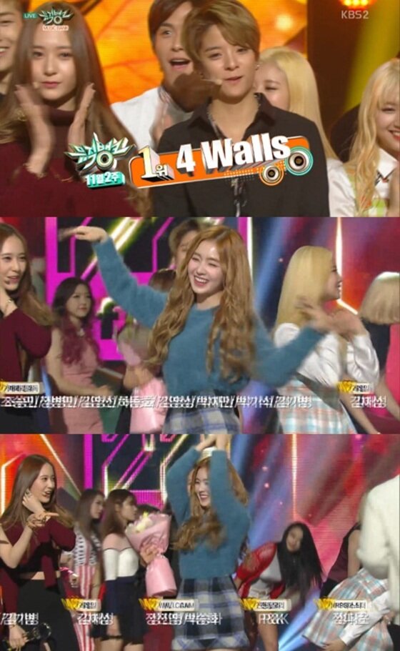 본문 이미지 - 13일 방송된 KBS2 '뮤직뱅크'에서 에프엑스가 1위를 차지했다. ⓒ News1star/KBS2 '뮤직뱅크' 캡처