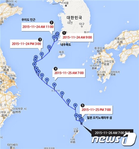 본문 이미지 - 황새 이동경로. ⓒ News1