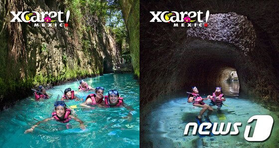 본문 이미지 - 스칼렛의 최고의 액티비티 언더그라운드 리버(Underground River)는 지하로 흐르는 572m가량의 강을 따라가면서 탐험과 스노클링을 할 수 있다. 사진 제공/ 허니문리조트  ⓒ News1