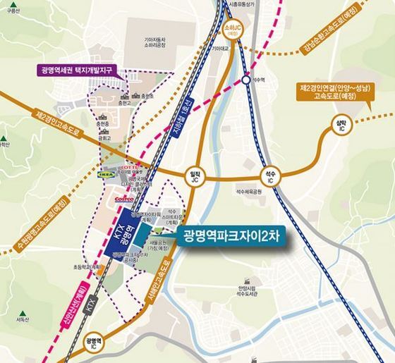 본문 이미지 - 광명역파크자이 2차 위치도 /자료제공=GS건설 ⓒ News1
