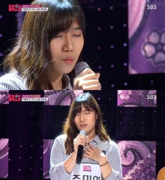 본문 이미지 - 'K팝스타5' 주미연 출연 장면이 이날 시청률 중 최고의 1분으로 나타났다. ⓒ News1star / SBS '일요일이 좋다-K팝스타5' 캡처