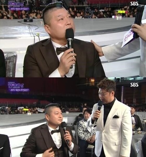 본문 이미지 - 전현무가 강호동에게 막말을 해 논란에 휩싸였다. ⓒ News1star/'2015 SBS 연예대상' 캡처