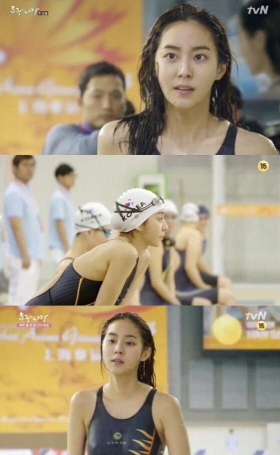 본문 이미지 - '호구의 사랑' 유이가 수영선수 도도희 역을 맡아 열연 중이다.ⓒ 뉴스1스포츠 / tvN '호구의 사랑' 캡처