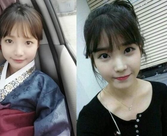 본문 이미지 - 배우 하연수와 가수 아이유가 닮은꼴로 화제를 모았다.ⓒ 뉴스1스포츠/ 하연수,아이유 SNS 캡처