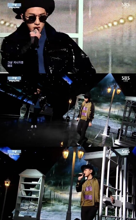 본문 이미지 - 자이언티와 크러쉬가 '인기가요'에서 '그냥'을 열창했다. ⓒ 뉴스1스포츠 / SBS '인기가요' 캡처