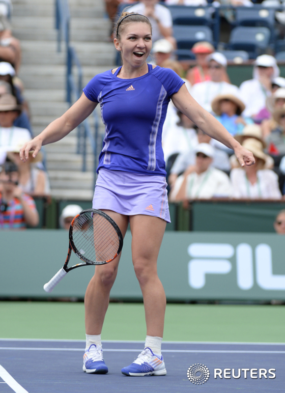 (인디언웰스 로이터=뉴스1) 이기창 = 루마니아 테니스선수 시모나 할렙이 22일(현지시간) 미국 캘리포니아주 인디언웰스 소재 인디언 웰스 테니스가든에서 속개된 BNP파리바오픈 여자 …