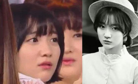 본문 이미지 - 오마이걸 멤버 비니의 울먹거리는 모습이 주목받고 있다. ⓒ News1스포츠 / SBS ´인기가요´ 캡처, WM엔터테인먼트