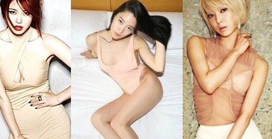 본문 이미지 - 전효성과 클라라, 초아의 누드톤 의상 대결이 화제다. ⓒ News1 스포츠 / GEEK, 아메리칸 어패럴, 에스콰이어