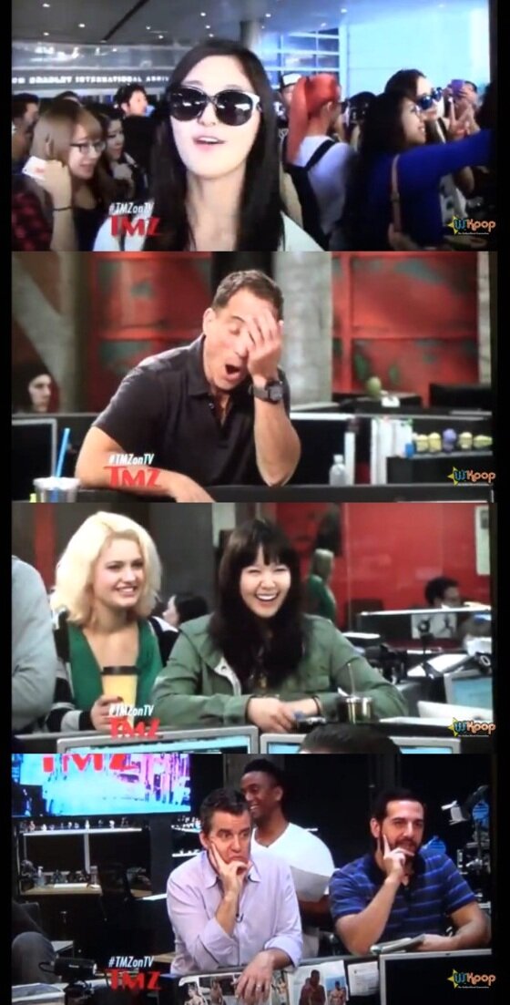 본문 이미지 - EXID 멤버 정화의 영어 발음을 조롱한 미국 TMZ 연예매체 영상이 국내 누리꾼 사이에서 분노를 사고 있다. ⓒ 뉴스1스포츠 /  'TMZ on TV' 캡처